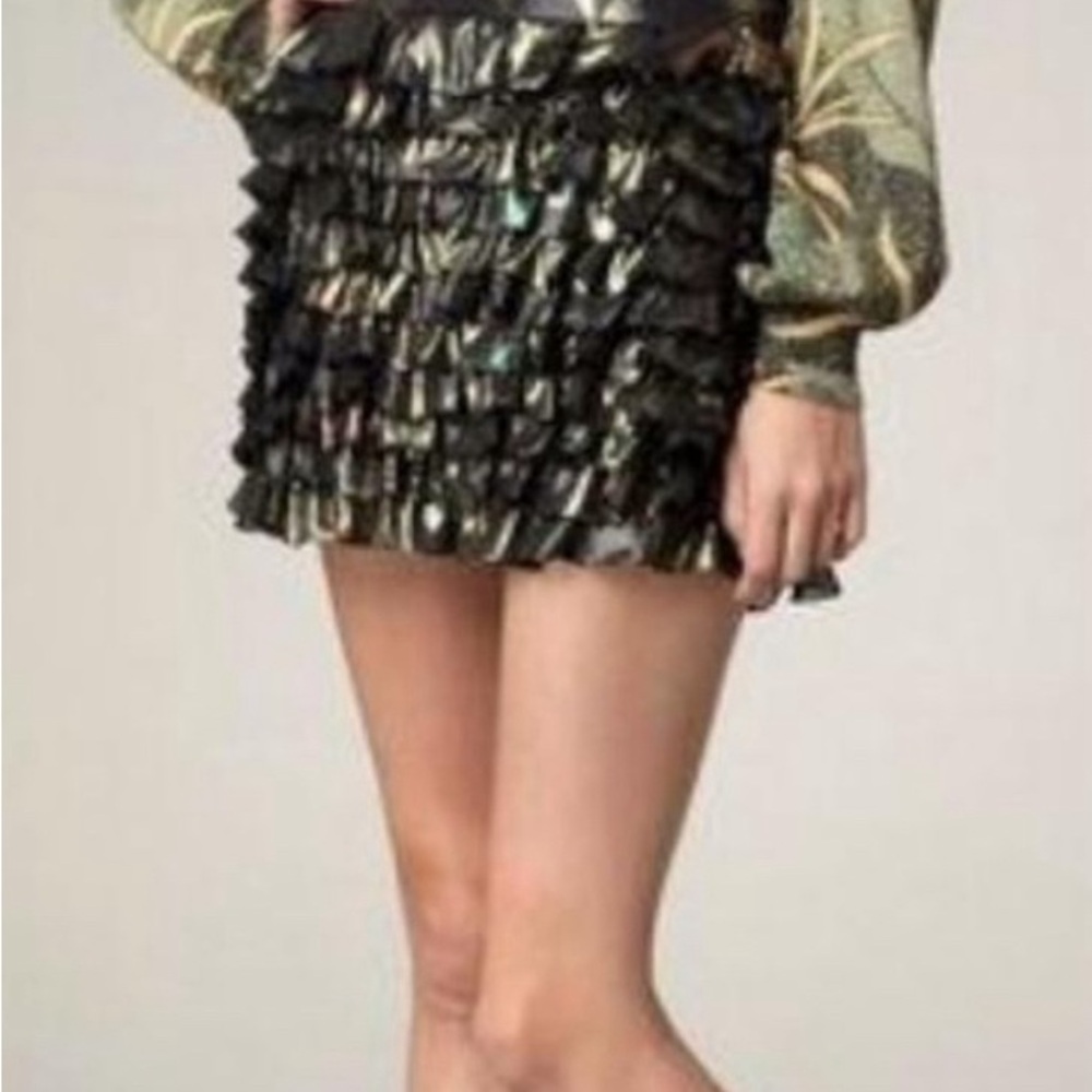 Marc Jacobs camo Metallic Ruffle Mini Skirt